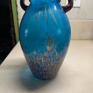 Vase Dale Tiffany Favrile Amphora Teal Blue Gold Copper 7.5-8” Art Glass